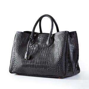 MARK & GRAHAM BLACK ELISABETTA CROC EMBOSSED HANDBAG
